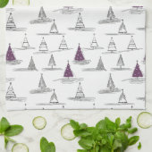 Linge De Cuisine Motif de Noël pourpre n° 5 ID1009 (Plié)