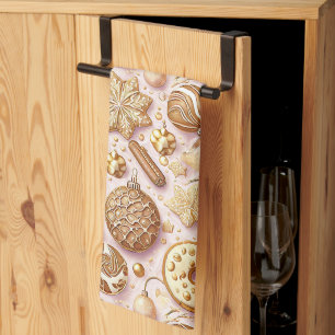 Linge De Cuisine Motif de Noël rose or #12 ID1009