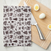 Linge De Cuisine Motif de Noël Sepia (Quart Plié)