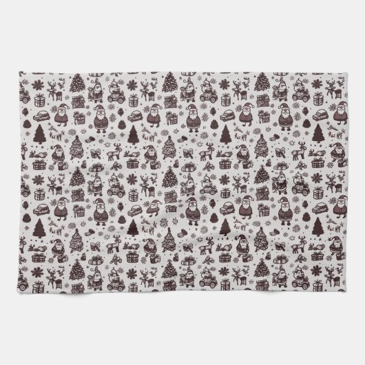 Linge De Cuisine Motif de Noël Sepia (Horizontal)