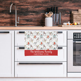 Linge De Cuisine Motif de Noël Snowman   Nom de famille 2026