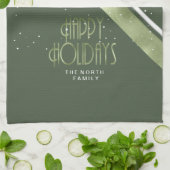 Linge De Cuisine Motif de Noël Vert/Blanc ID862 (Plié)