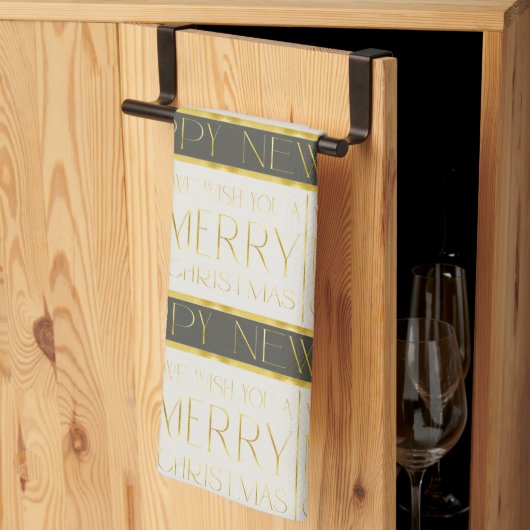 Linge De Cuisine Motif de Noël Vert Or #35 ID1009 (Pliage en tiers)