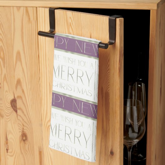 Linge De Cuisine Motif de Noël vert violet #35 ID1009 (Pliage en tiers)