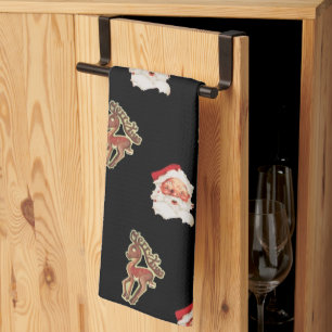 Linge De Cuisine Motif de Noël Vintage, Père Noël