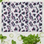 Linge De Cuisine Motif de notes musicales et de coeurs déformés (Plié)
