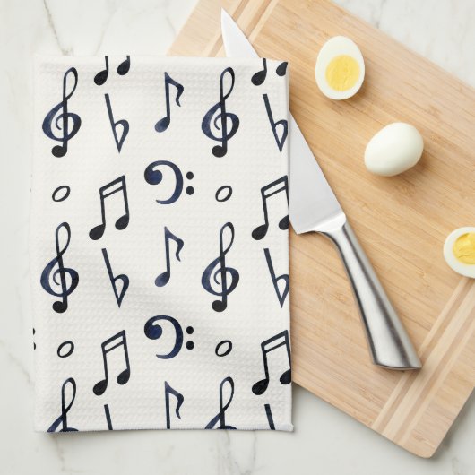 Linge De Cuisine Motif de notes musicales mignonnes (Quart Plié)