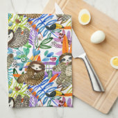 Linge De Cuisine Motif de paresse d'aquarelle de bande dessinée (Quart Plié)