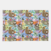 Linge De Cuisine Motif de paresse d'aquarelle de bande dessinée (Horizontal)