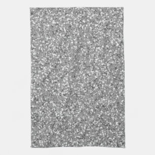 Linge De Cuisine Motif de Parties scintillant en argent look pas de