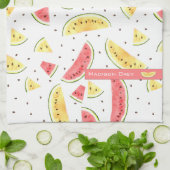 Linge De Cuisine Motif de pastèques rouge et jaune (Plié)