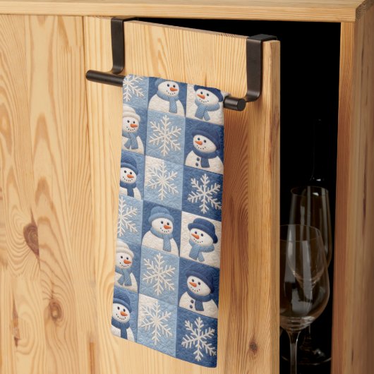 Linge De Cuisine Motif de patchwork Bonhommes de neige et Flocons d (Pliage en tiers)