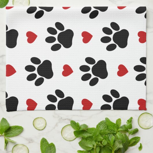Linge De Cuisine Motif De Pâtes, Pâtes De Chien, Pâtes Noires, Coeu (Plié)