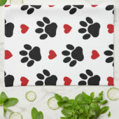 Linge De Cuisine Motif De Pâtes, Pâtes Noires, Coeurs Rouges, Votre (Plié)