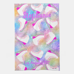 Linge De Cuisine Motif de patinage sur glace Rainbow personnalisé 
