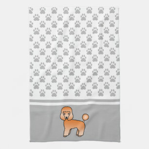 Linge De Cuisine Motif de pattes grises et de caniche jouet abricot