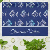 Linge De Cuisine Motif de pêche (Plié)