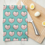 Linge De Cuisine Motif de pêche Cheeky sur Turquoise<br><div class="desc">Motif de coeur de pêche Cheeky sur turquoise.</div>