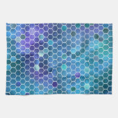 Linge De Cuisine Motif de peigne bleu vert (Horizontal)