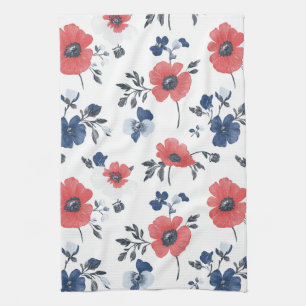 Linge De Cuisine Motif de pépites d'aquarelle - Rouge, Bleu et Blan