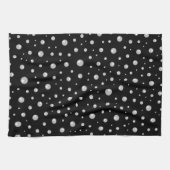 Linge De Cuisine Motif de perle sur fond noir (Horizontal)