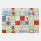 Linge De Cuisine Motif de pique-nique Cœurs Patchwork Rustique (Horizontal)