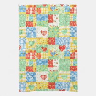 Linge De Cuisine Motif de pique-nique en patchwork floral pastel
