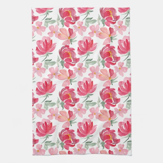 Linge De Cuisine Motif de pivoine d'aquarelle (Vertical)
