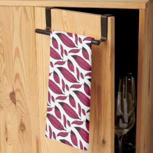 Linge De Cuisine Motif de plume rose vibrant