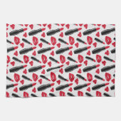 Linge De Cuisine Motif de point de polka de rouge à lèvres et de (Horizontal)