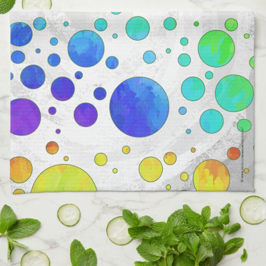 Linge De Cuisine Motif de point Rainbow Icy Polka (Plié)