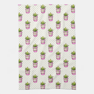 Linge De Cuisine Motif de point succulent de polka d'aquarelle