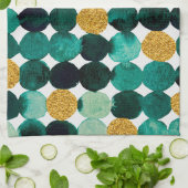 Linge De Cuisine Motif de points - parties scintillant émeraude et  (Plié)