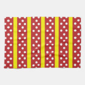 Linge De Cuisine Motif de points Polka Jaune rouge (Horizontal)