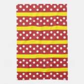 Linge De Cuisine Motif de points Polka Jaune rouge (Vertical)