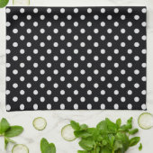 Linge De Cuisine Motif de points Polka noir et blanc (Plié)