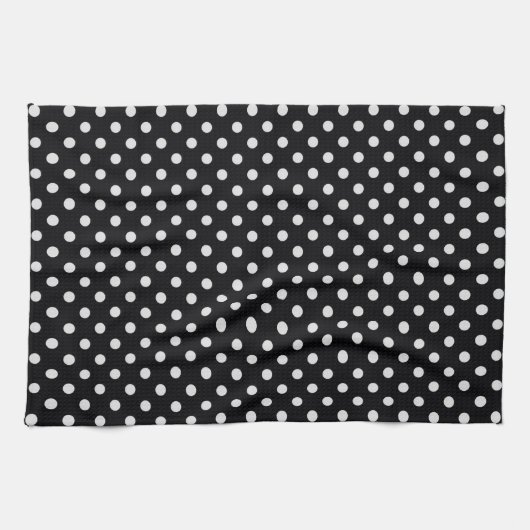Linge De Cuisine Motif de points Polka noir et blanc (Horizontal)