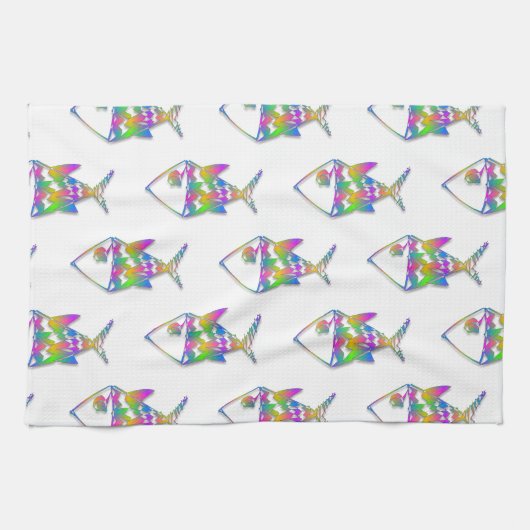 Linge De Cuisine Motif de poisson Abstrait (Horizontal)