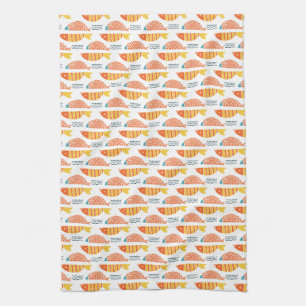 Linge De Cuisine Motif de poissons de natation d'art populaire