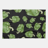 Linge De Cuisine Motif de poivre Bell noir et vert (Horizontal)