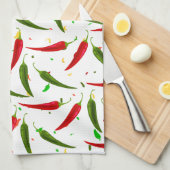 Linge De Cuisine Motif de poivrons chauds verts et rouges (Quart Plié)