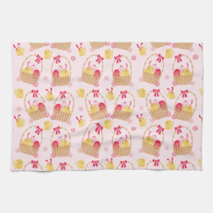 Linge De Cuisine Motif de poussins de Pâques rose