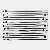 Linge De Cuisine Motif de rayure de cercle de triangle noir et blan (Horizontal)