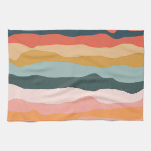 Linge De Cuisine Motif de rayure de corail terreux coloré abstrait