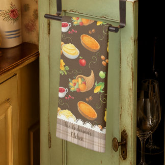 Linge De Cuisine Motif de récolte de cuisine de Thanksgiving à carr