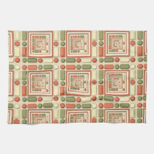 Linge De Cuisine Motif de relief géométrique en rouge et vert