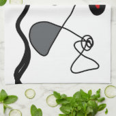 Linge De Cuisine Motif de rétention : Abstrait noir, blanc, gris et (Plié)
