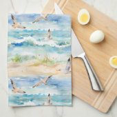Linge De Cuisine Motif de rivage de bécasseau côtier (2) (Quart Plié)