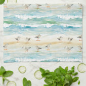 Linge De Cuisine Motif de rivage de bécasseau côtier (5) (Plié)