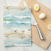 Linge De Cuisine Motif de rivage de bécasseau côtier (5) (Quart Plié)